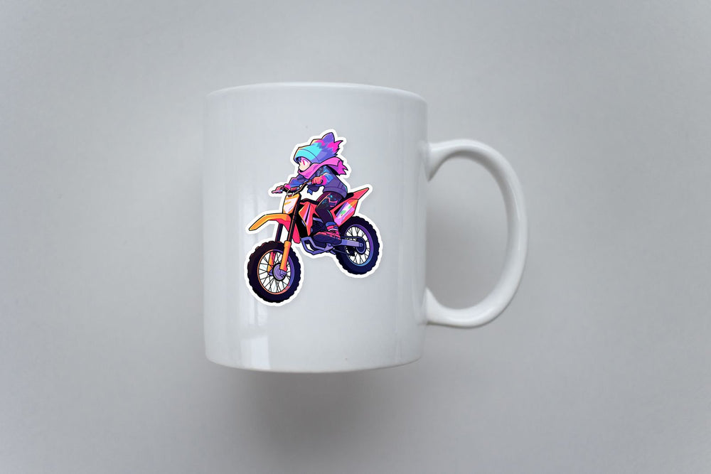 Funny Girl on Dirt Bike Sticker