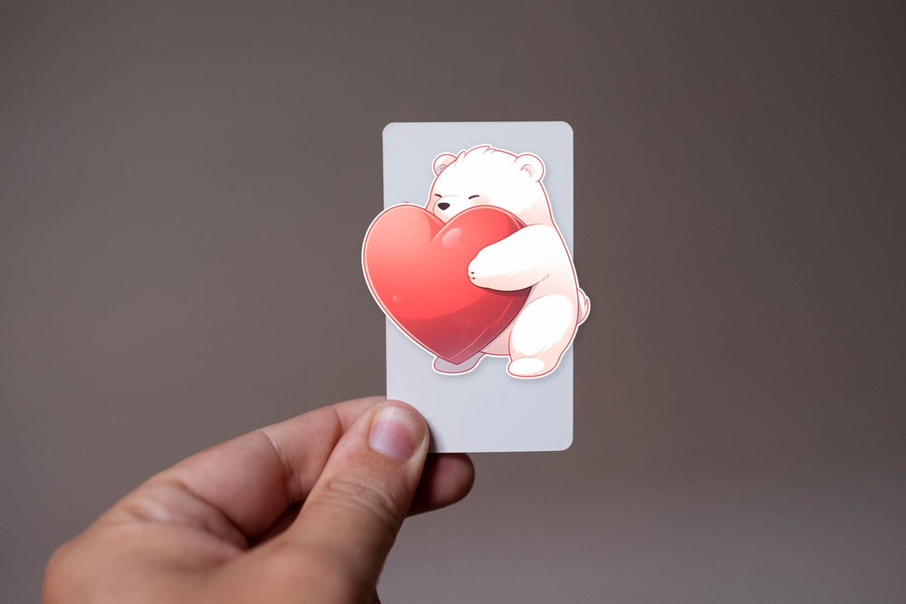 Bear Hugging a Giant Heart Sticker