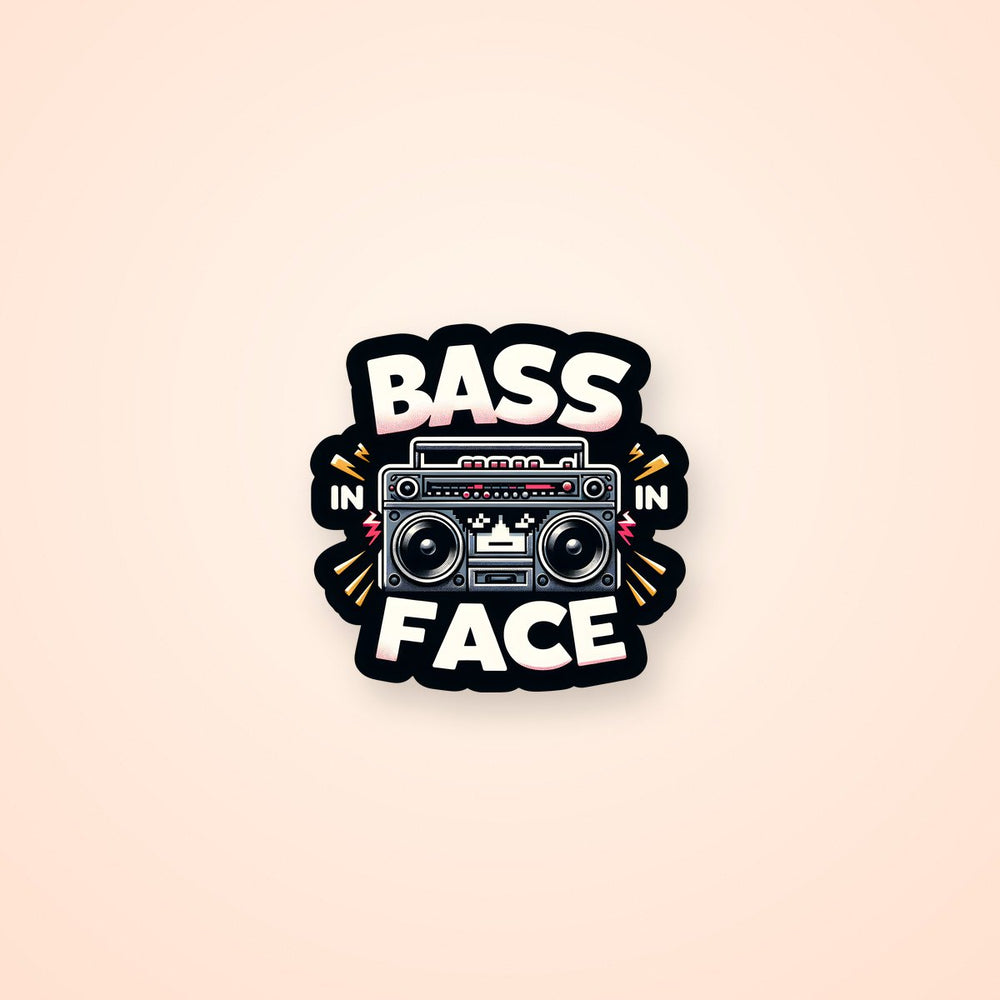 Bass in Your Face Boombox Sticker