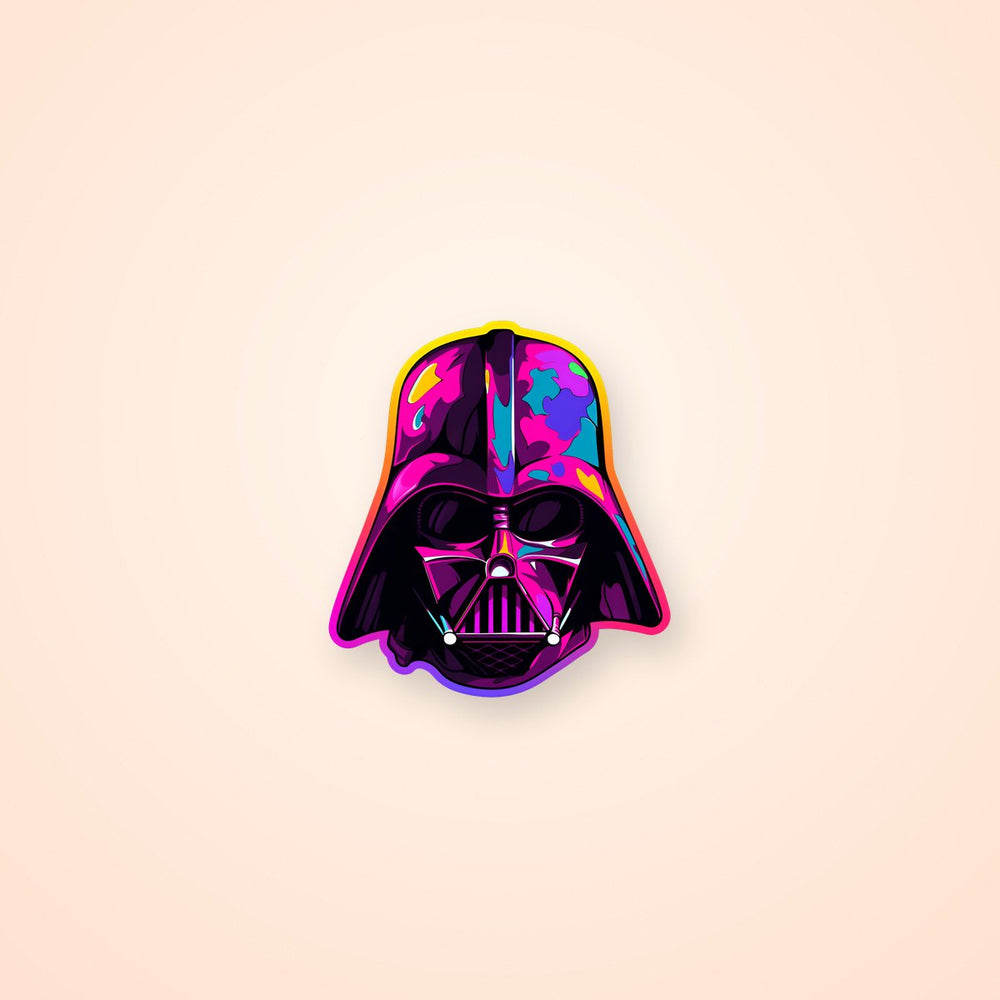 Pink Darth Vader Head Colorful Stroke Sticker