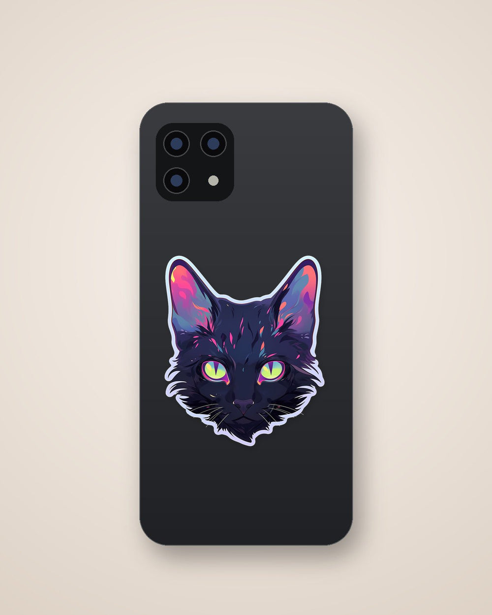 Colorful Cat with Green Eyes Sticker