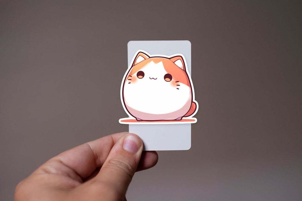 Orange White Bongo Cat Sticker