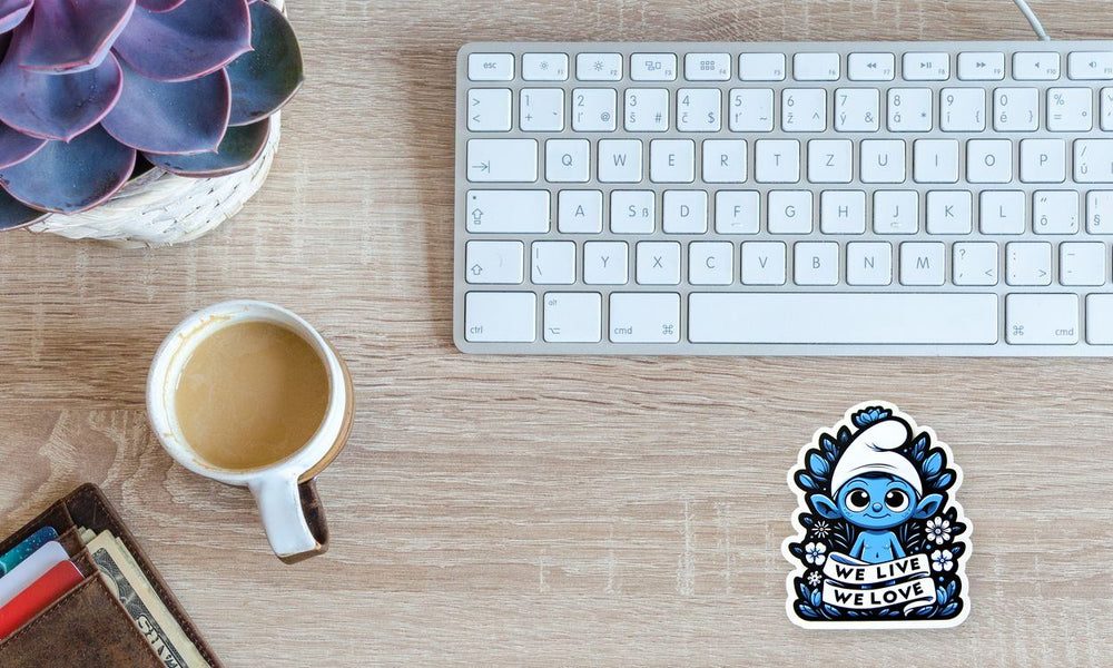 Smurf Cat We Live, We Love Meme Sticker