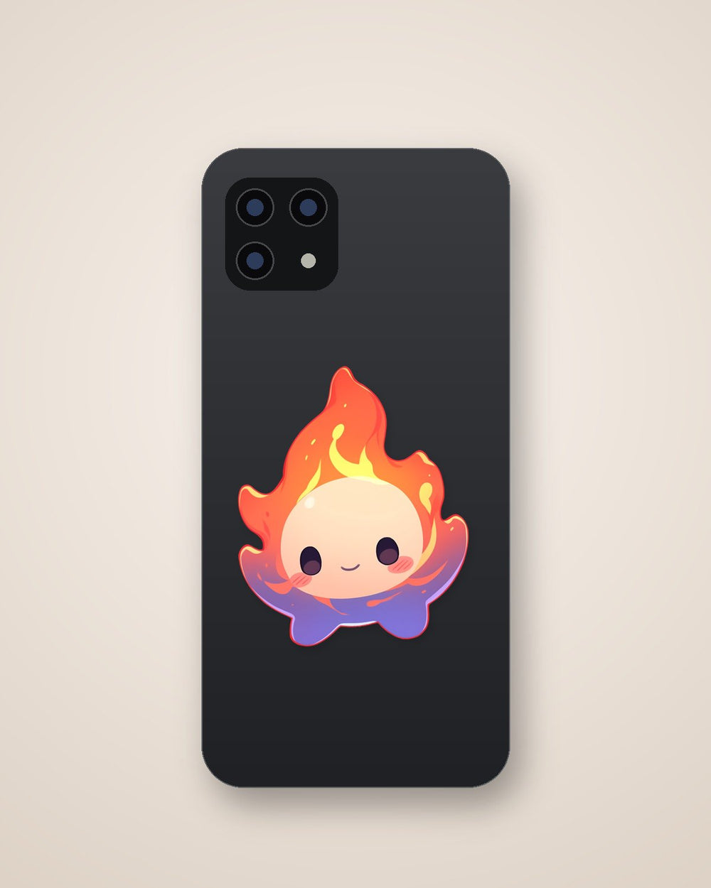 Purple & Orange Kawaii Flame Sticker
