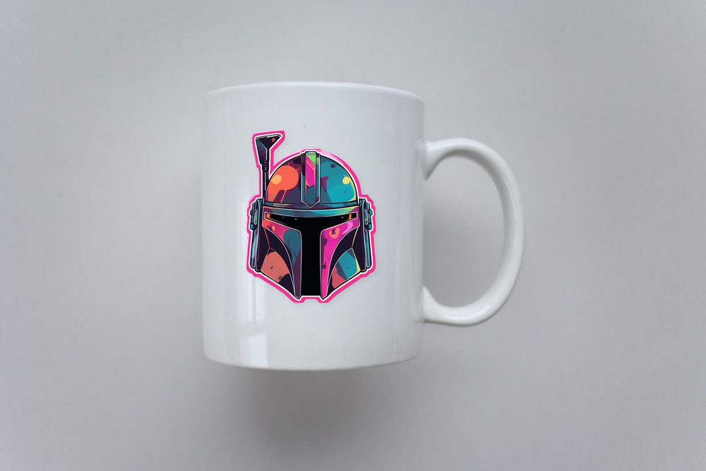 Star Wars Mandalorian Helmet Red Stroke Sticker