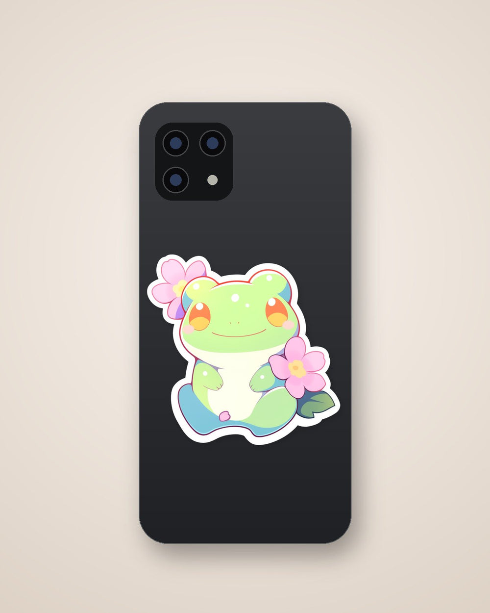 Aesthetic Cute Frog and Flowers Sticker