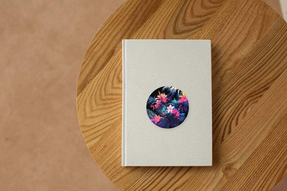 Bright Flowers & Leaves Round Sticker