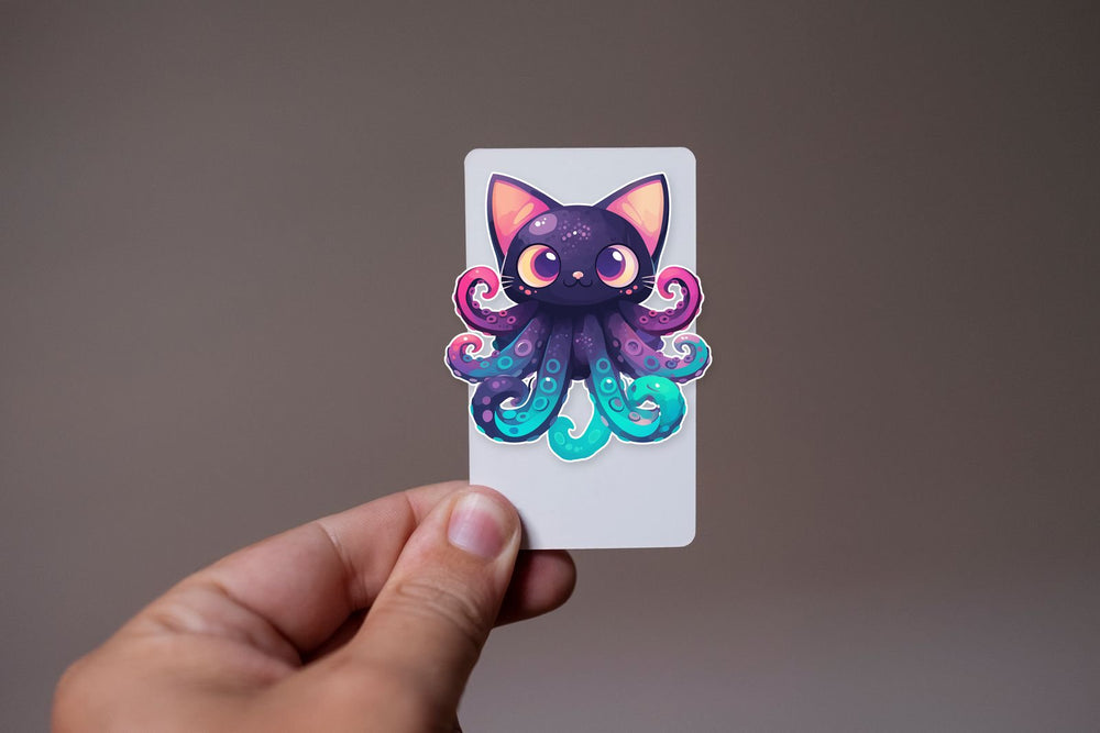 Black Cat Octopus Funny Sticker