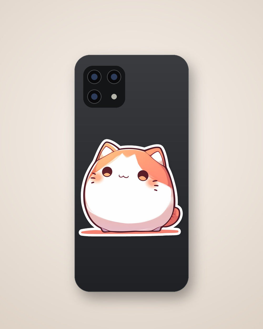 Orange White Bongo Cat Sticker