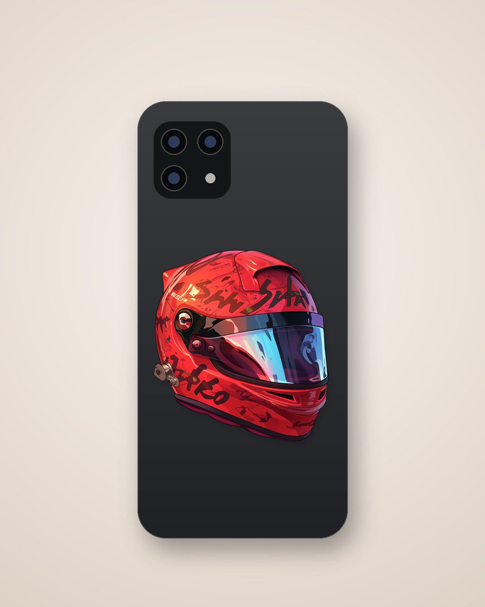 Cool Red Racing Helmet Sticker
