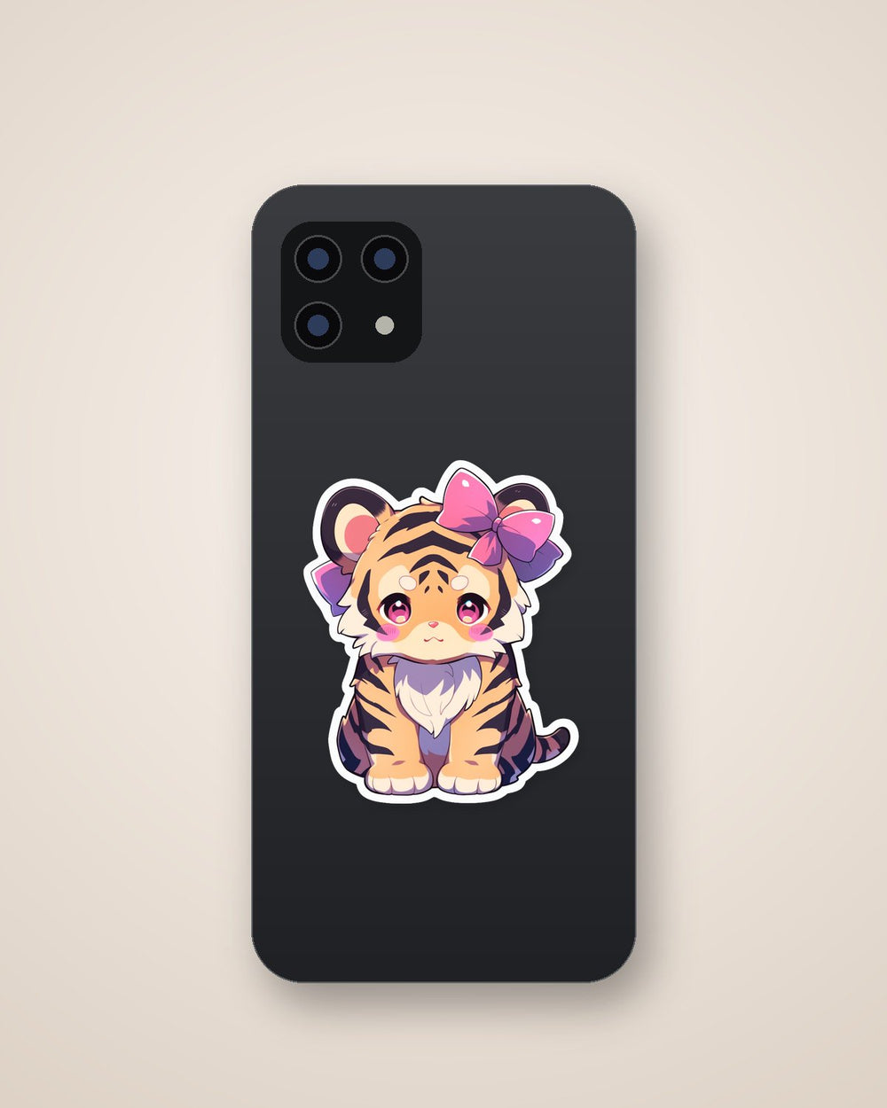 Cute Tiger Cub with Bow Sticker