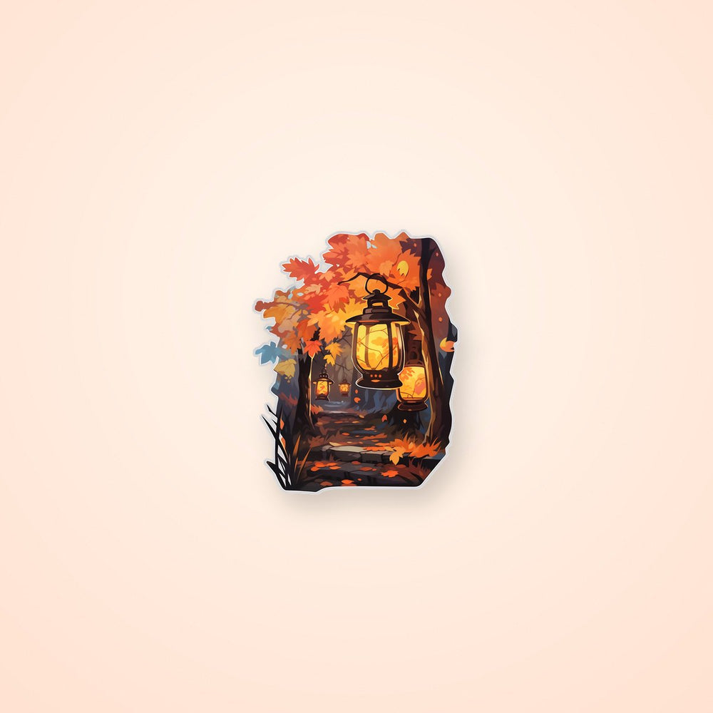 Autumn Park with Lanterns Sticker