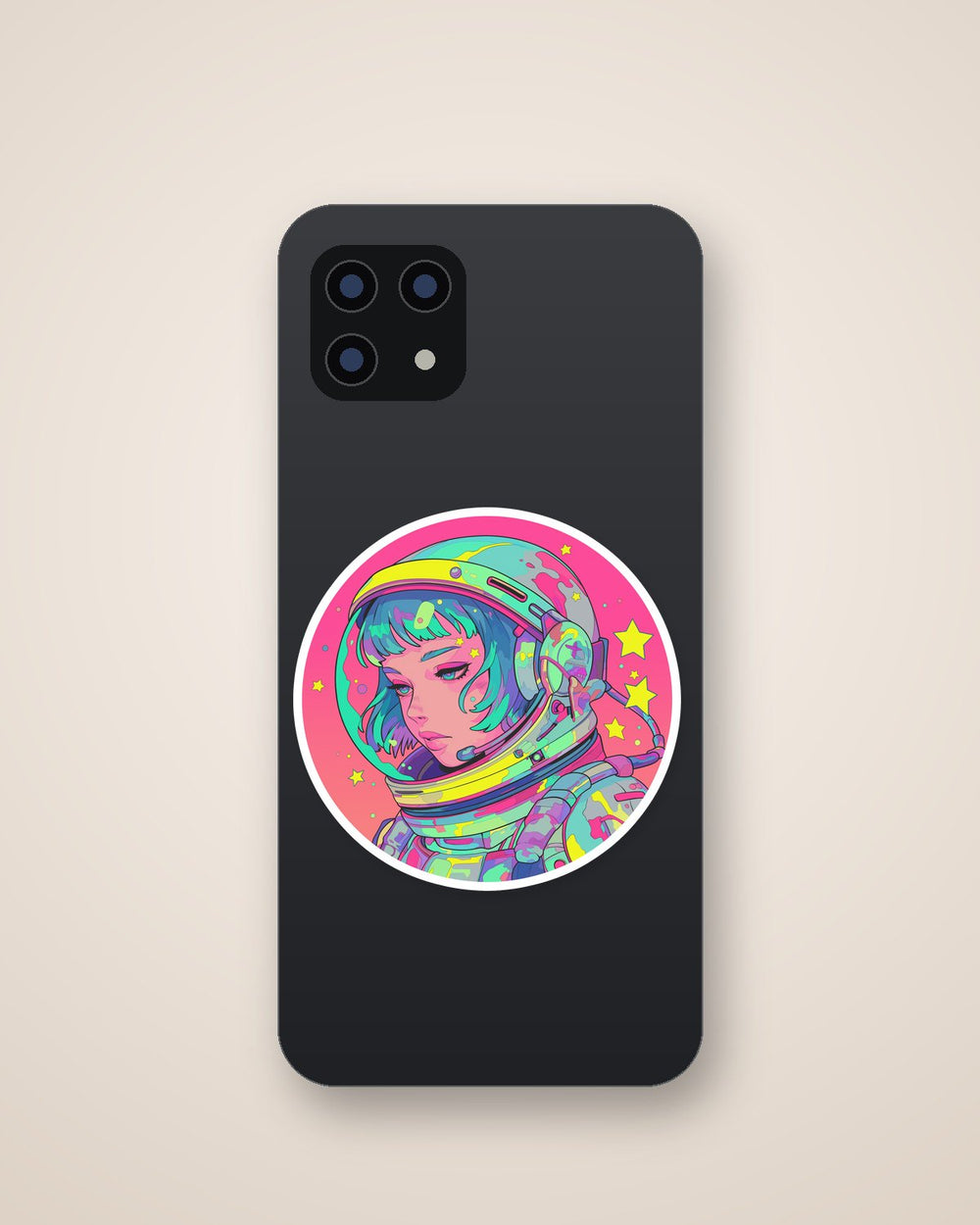 Retro Astronaut Girl Psychedelic Space Sticker