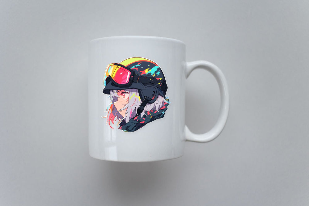 Anime Girl in Colorful Helmet Sticker