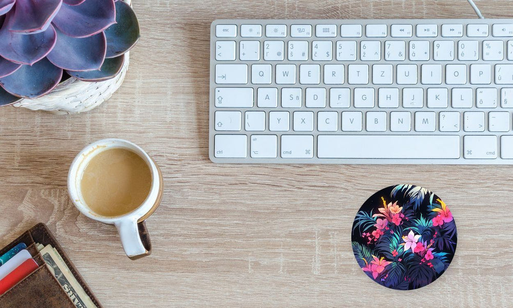 Bright Flowers & Leaves Round Sticker