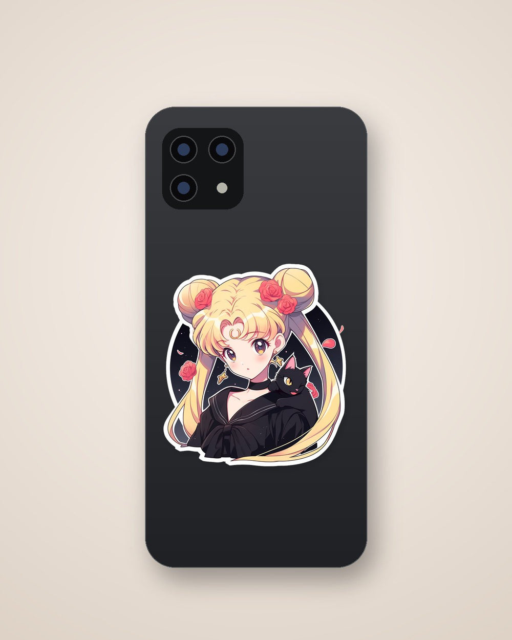 Sailor Moon with Luna Cat on Shoulder Sticker