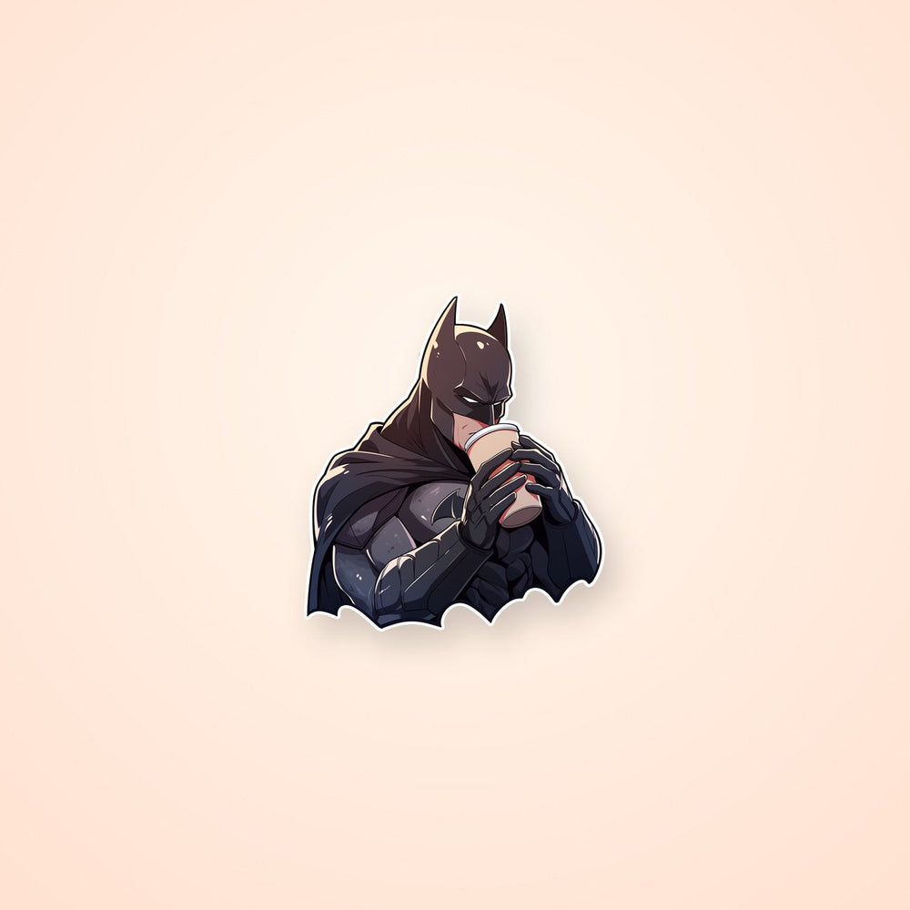 DC Batman Drinks Coffee Sticker