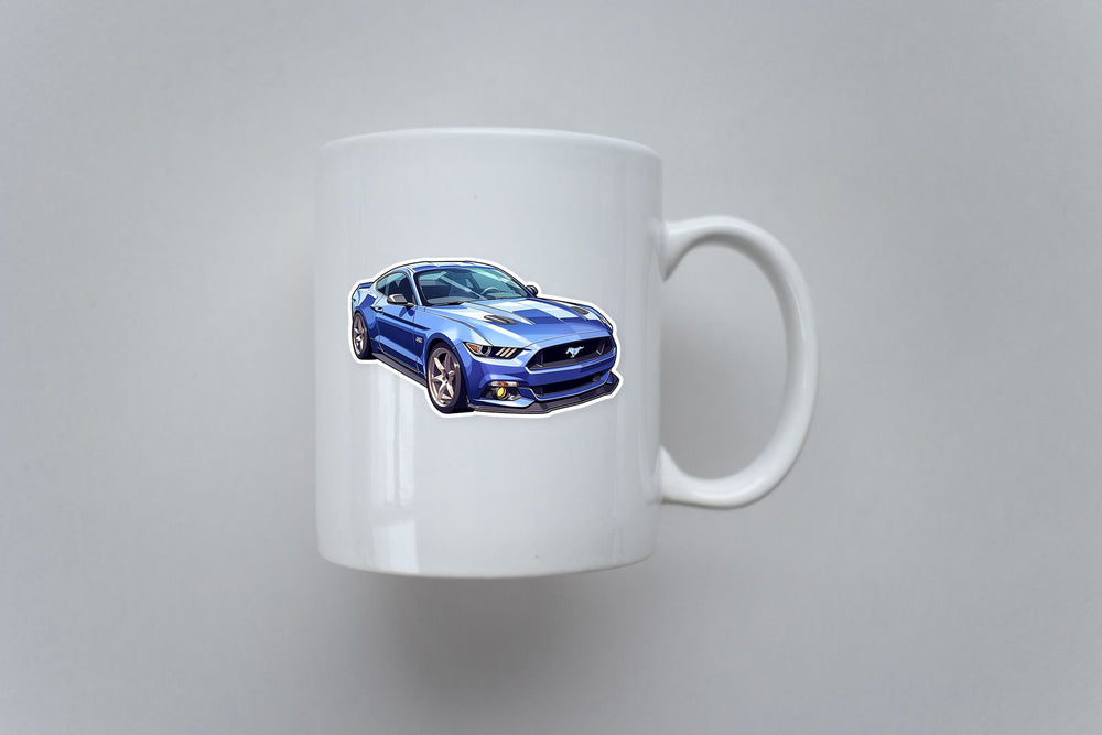 Blue Ford Mustang Car Sticker