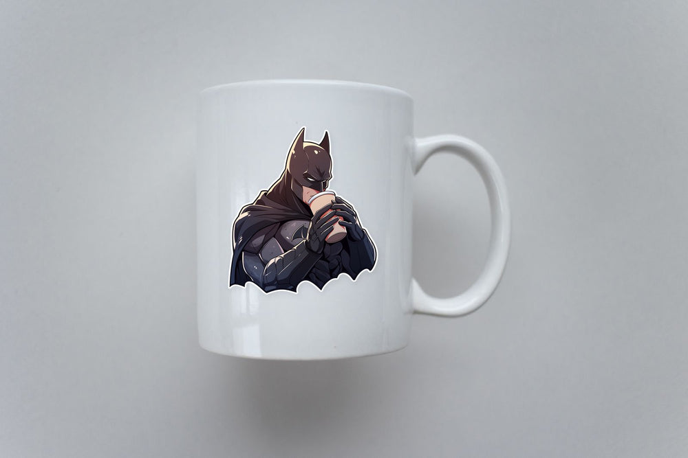 DC Batman Drinks Coffee Sticker