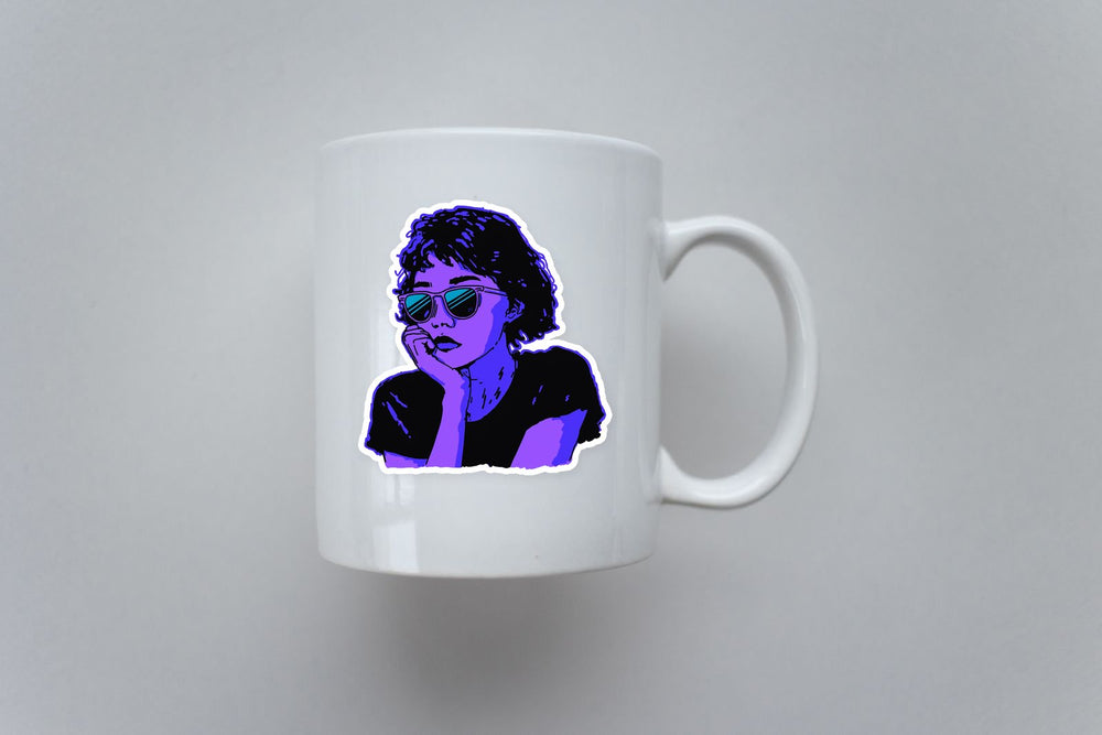 Neon Aesthetic Girl Sunglasses Sticker