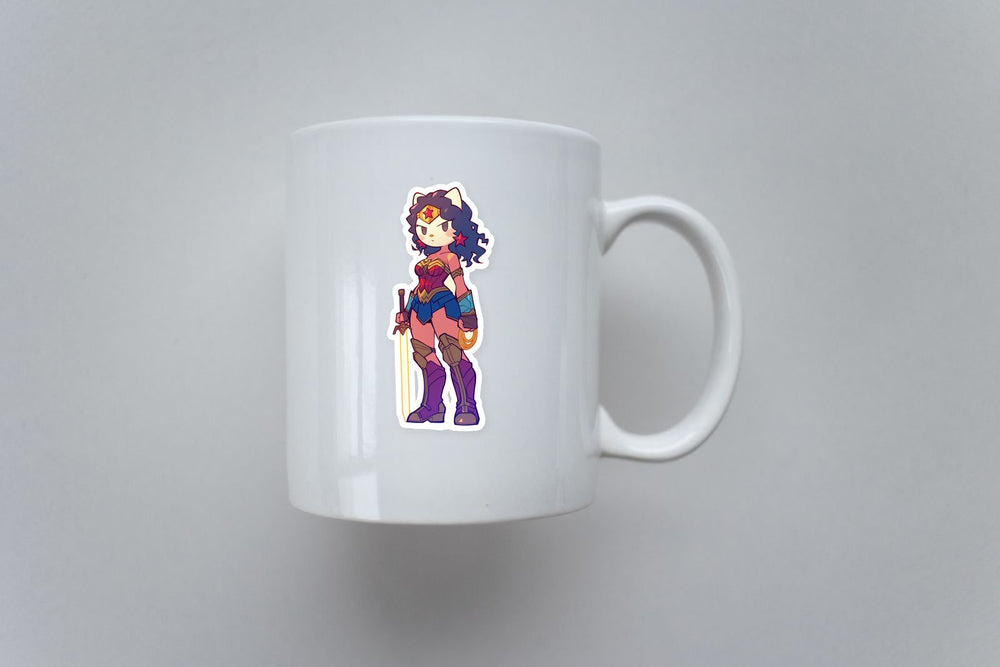 Hello Kitty Wonder Woman Kawaii Superhero Sticker
