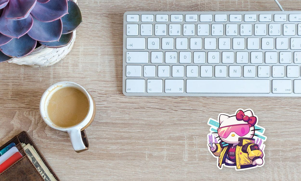 Cyberpunk Hello Kitty Neon Jacket Kawaii Sticker