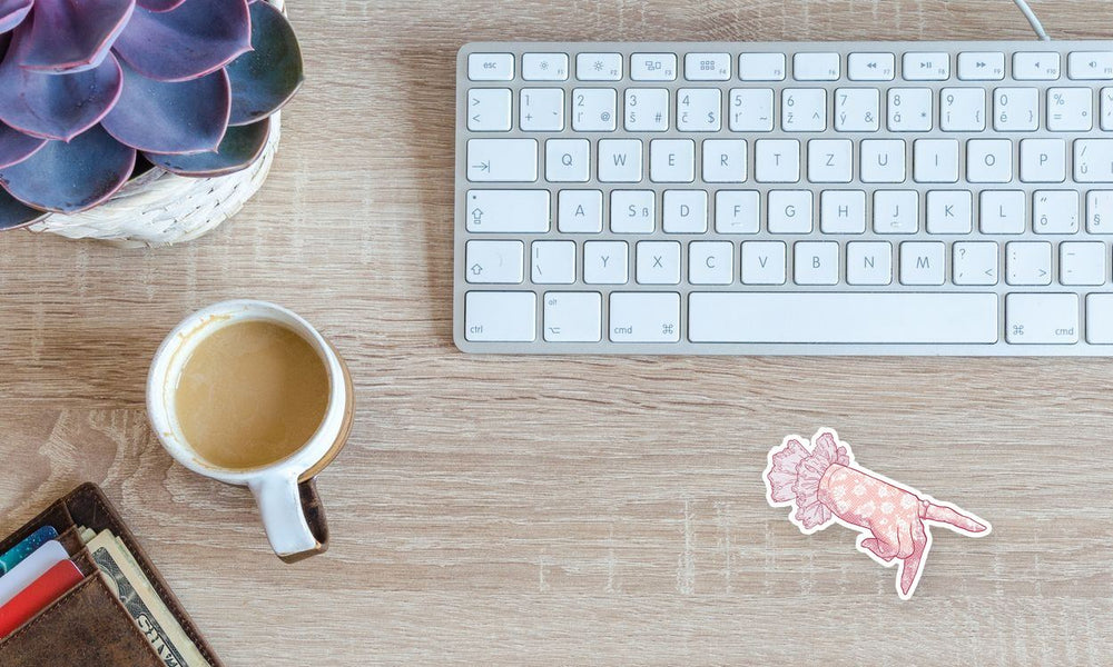 Vintage Pink Lace Glove Pointing Hand Sticker