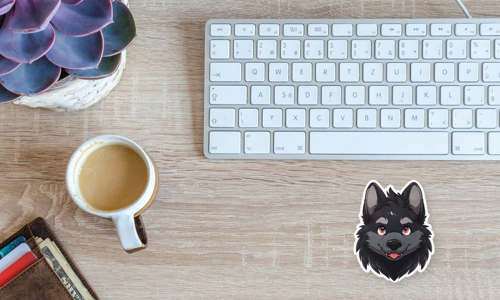 Black Cute Dog Head Sticker