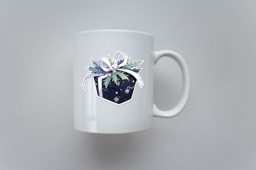 Black Christmas Gift with Bow Sticker