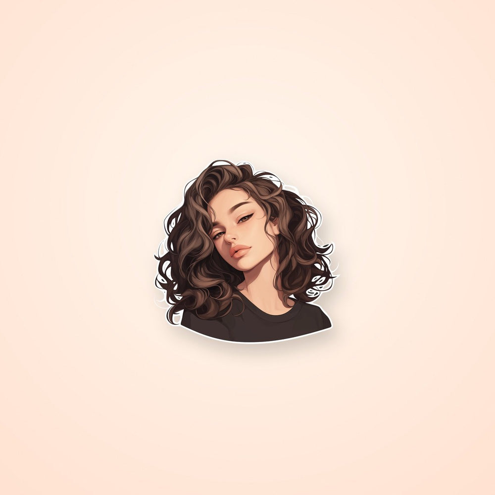 Curly Hair Girl Portrait Sticker