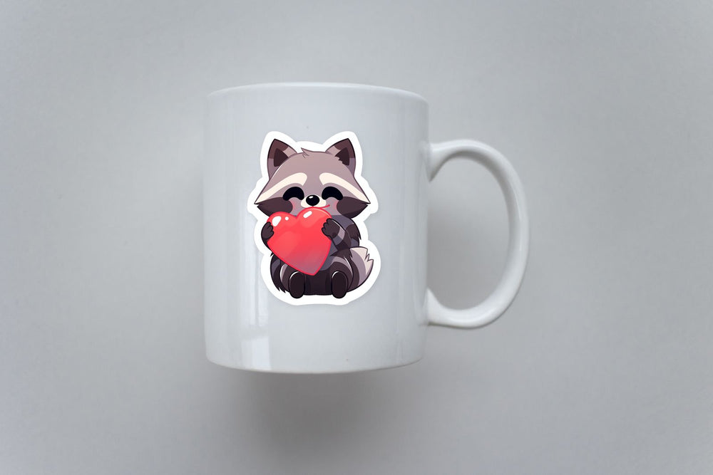 Raccoon with Heart in Paws Sticker