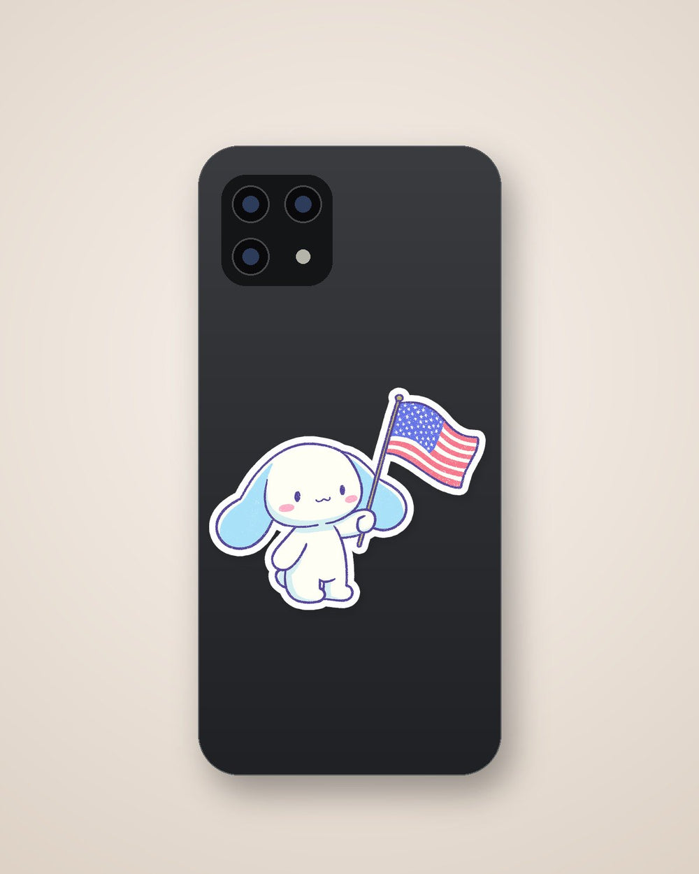 Cinnamoroll Waving USA Flag Kawaii Sticker