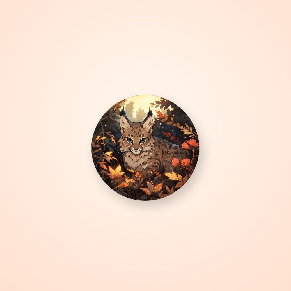 Bobcat in an Autumn Forest Round Sticker