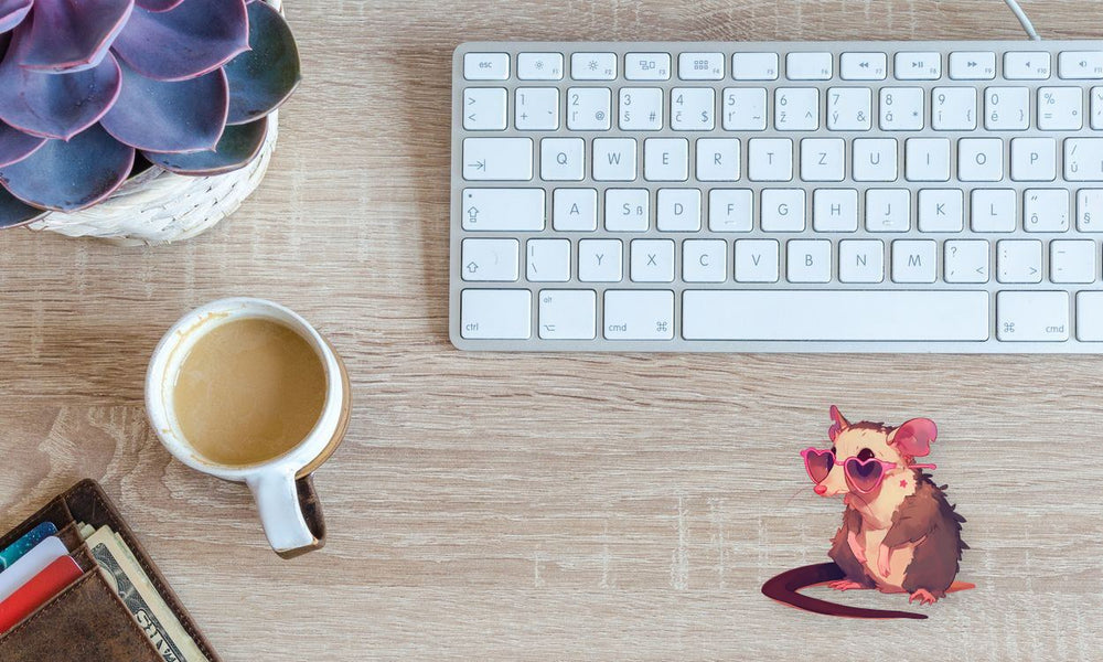 Funny Opossum Heart Sunglasses Sticker