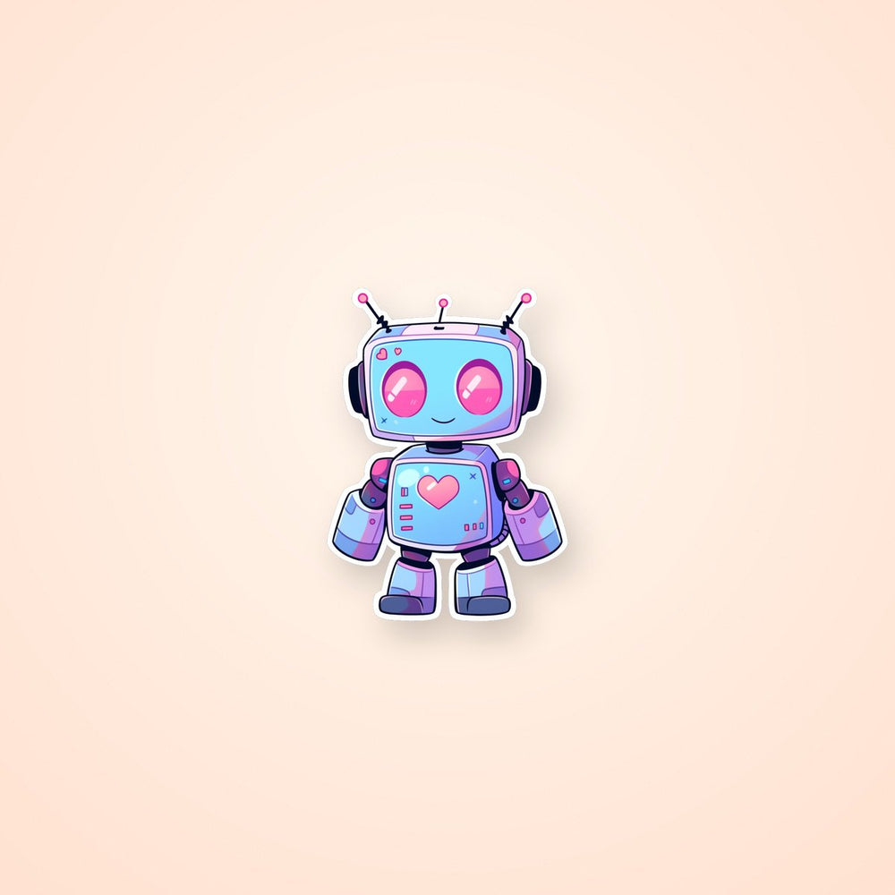 Cute Robot with Heart on Chest Sticker