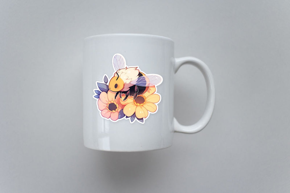 Cute Bee on a Flowers Sticker