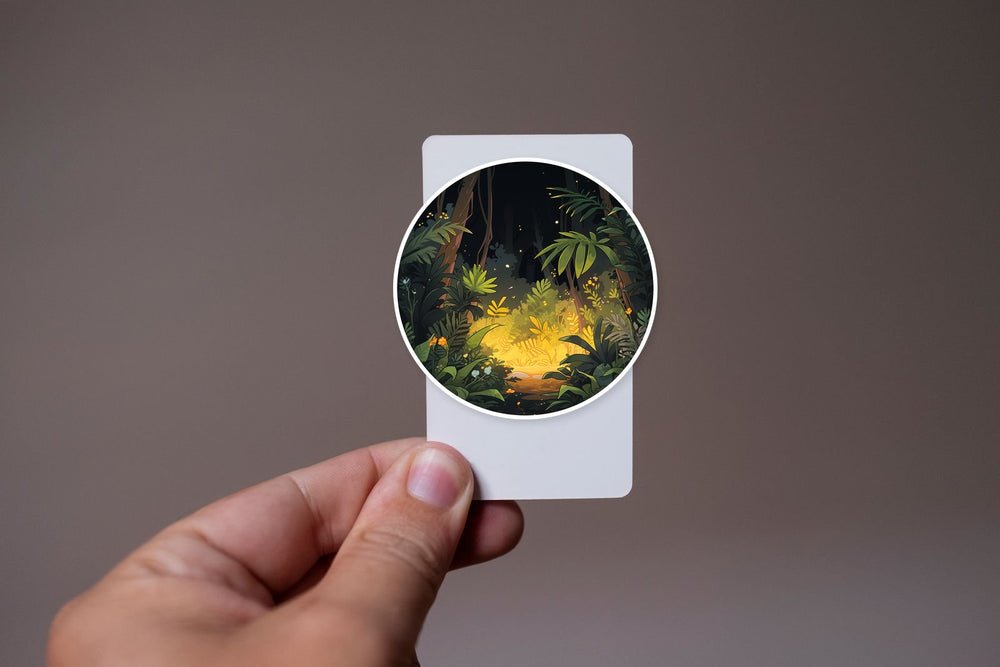 Night Tropical Jungle Round Sticker