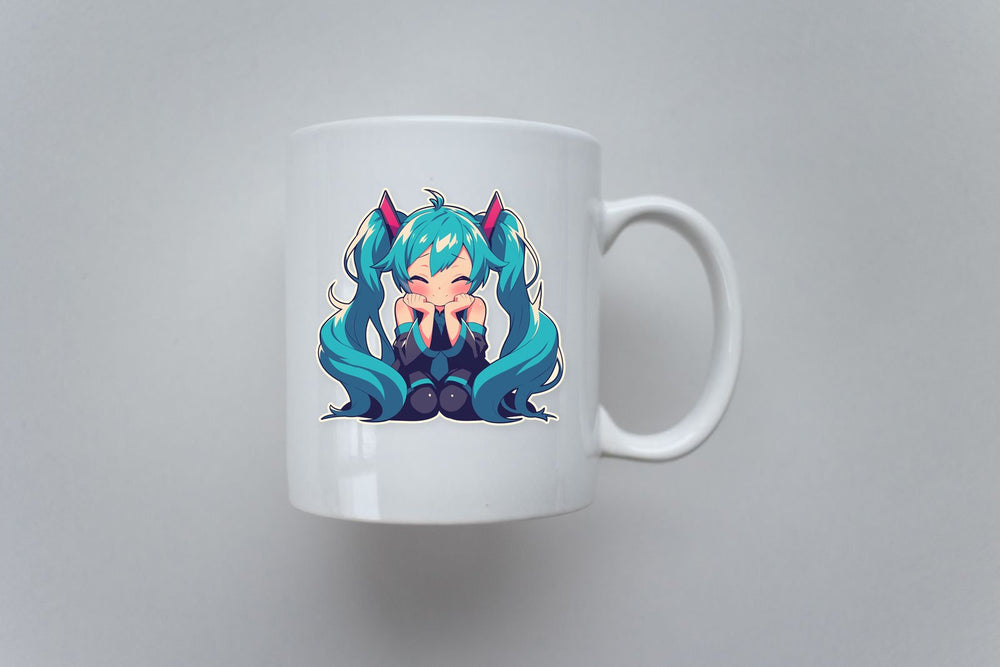 Hatsune Miku Chibi Happy Sit Clipart Sticker