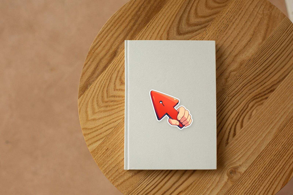 Hand Holding Red Arrow Sticker