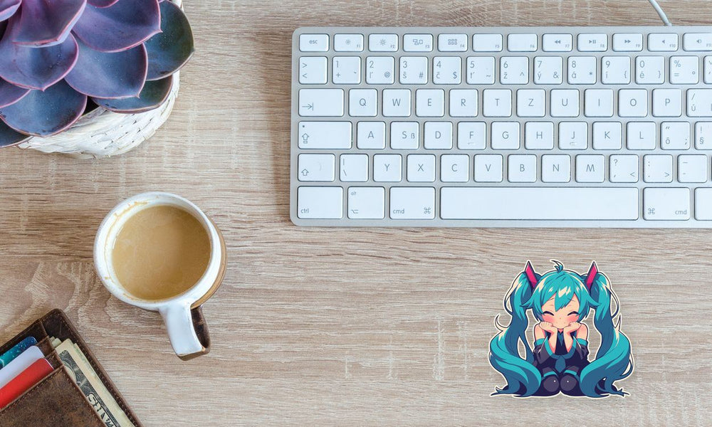 Hatsune Miku Chibi Happy Sit Clipart Sticker