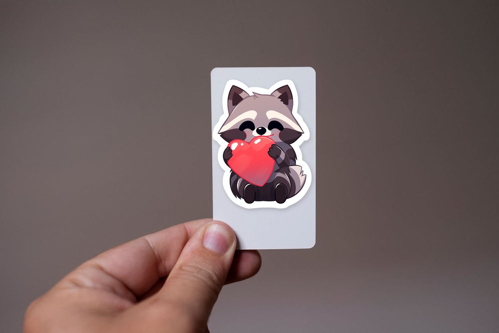 Raccoon with Heart in Paws Sticker