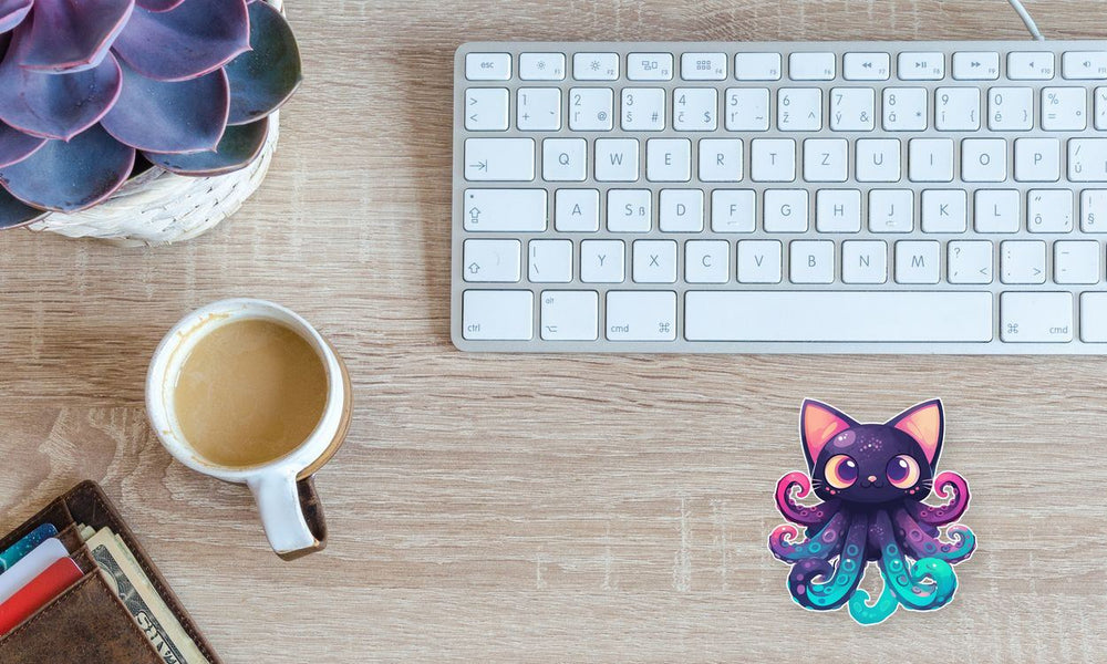 Black Cat Octopus Funny Sticker