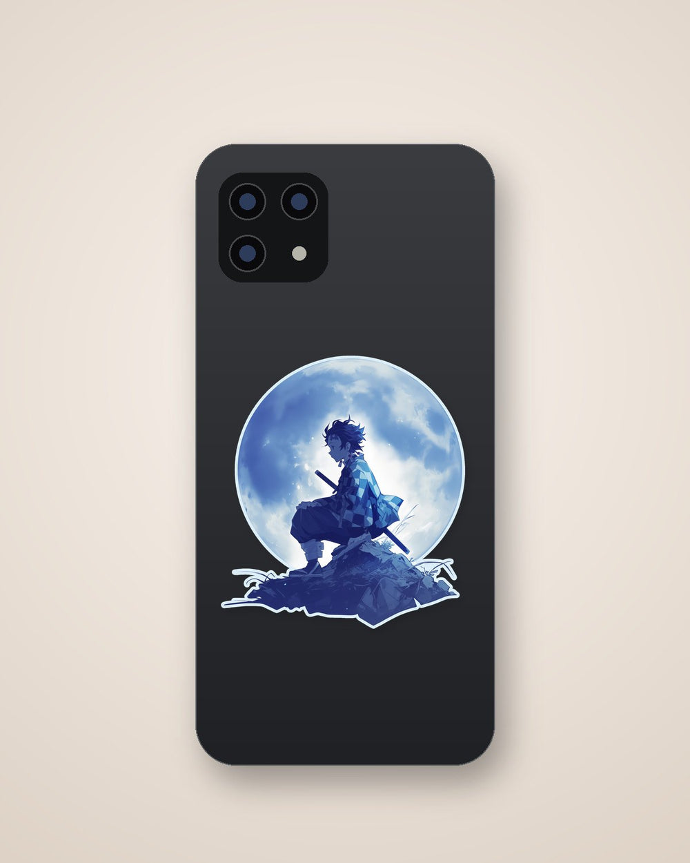 Tanjiro Moon Silhouette Sticker