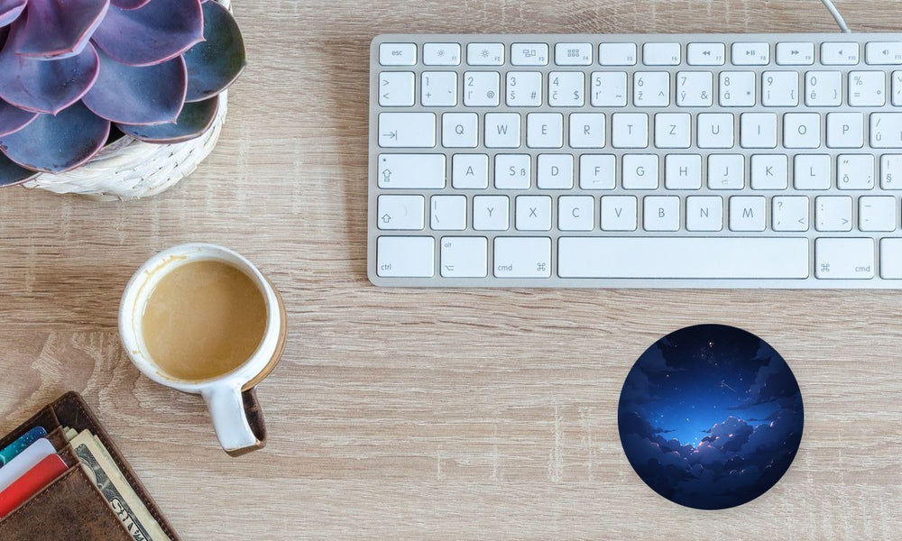 Night Sky & Clouds Round Sticker