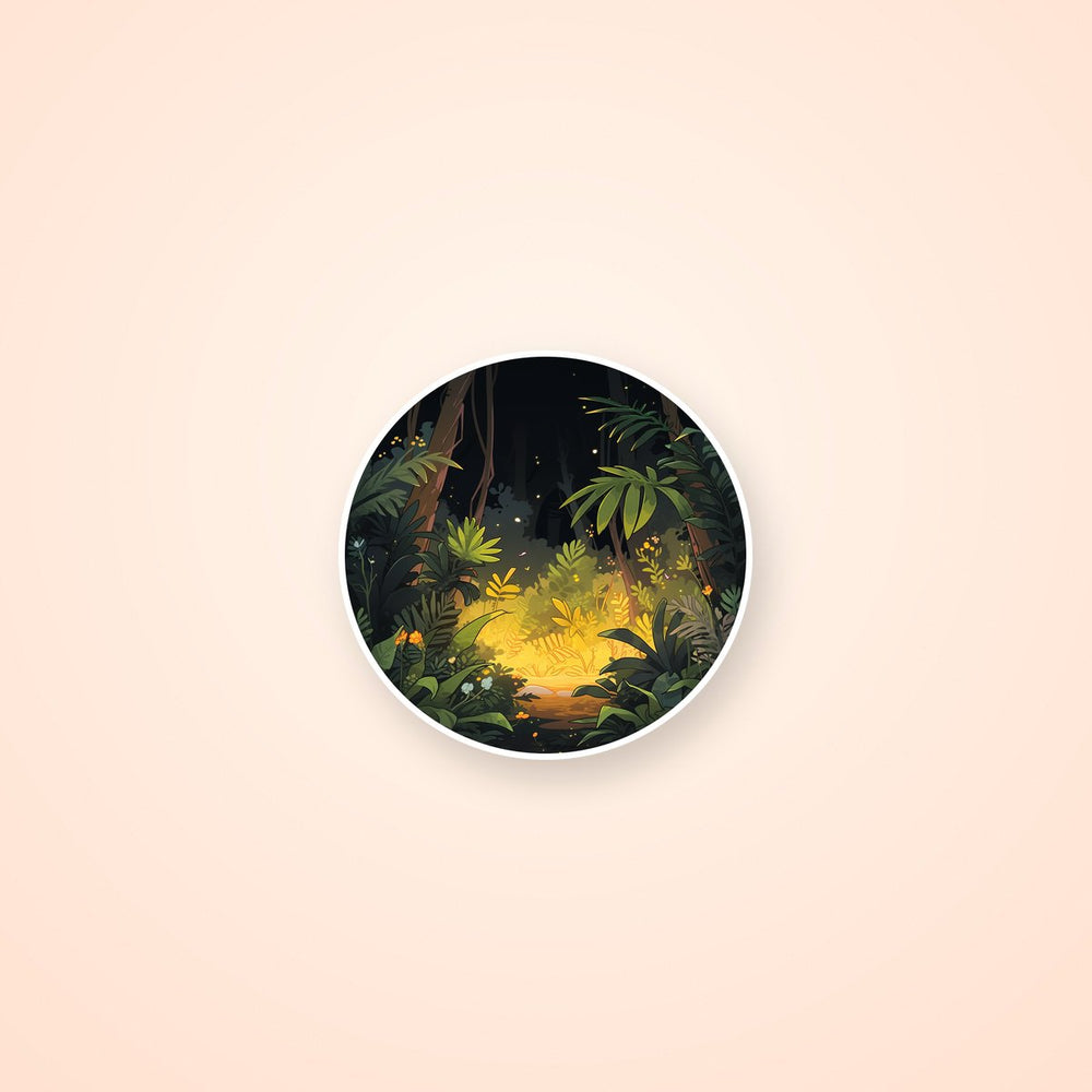 Night Tropical Jungle Round Sticker