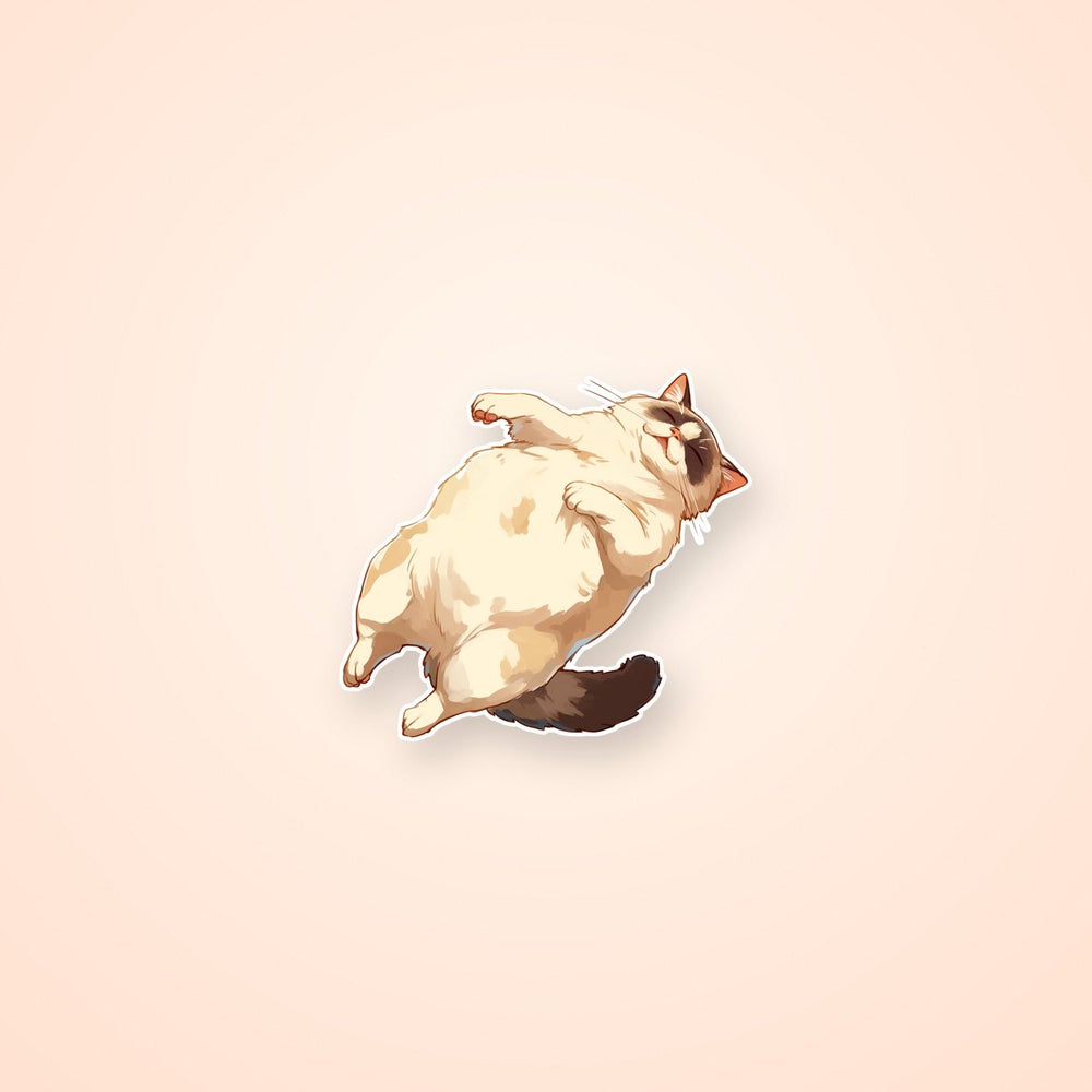 Lazy Cat Lying on Back Sticker