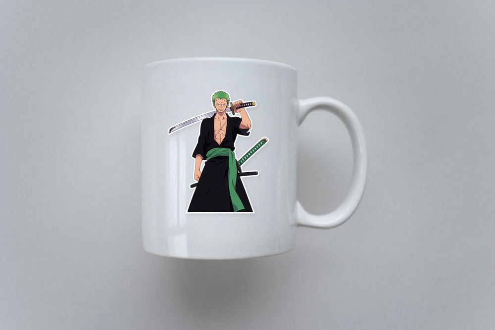 One Piece Ronoa Zoro Smiling Sword Behind Head Sticker