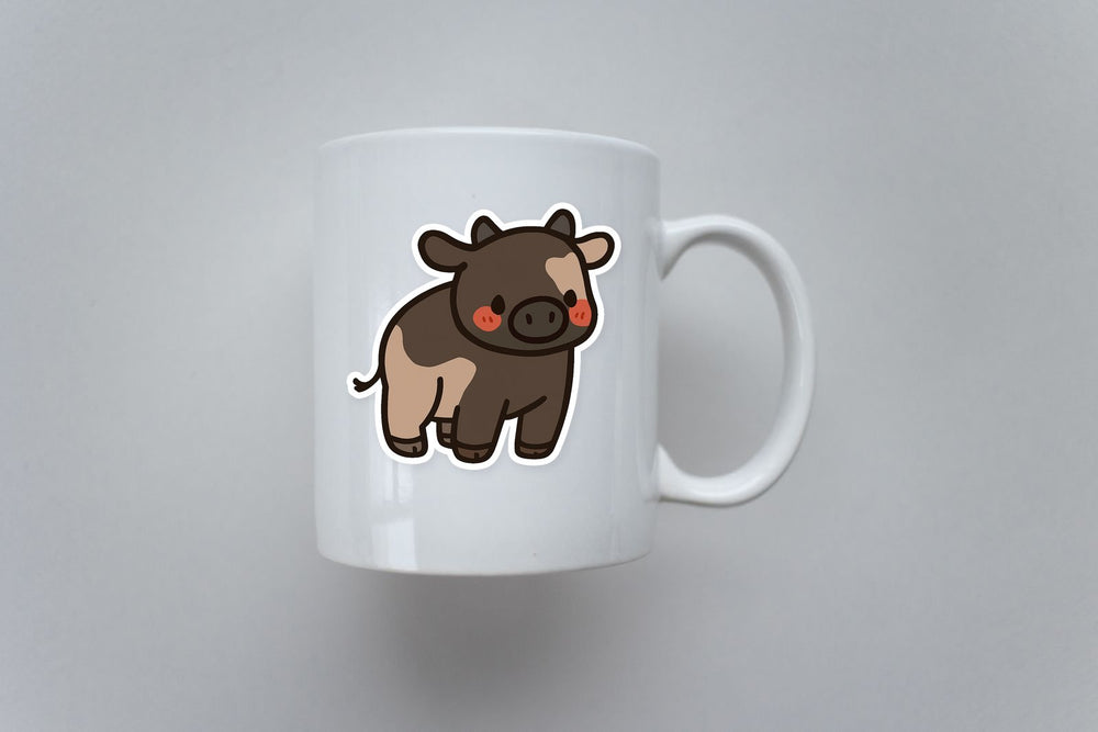 Chibi Brown Cow Sticker