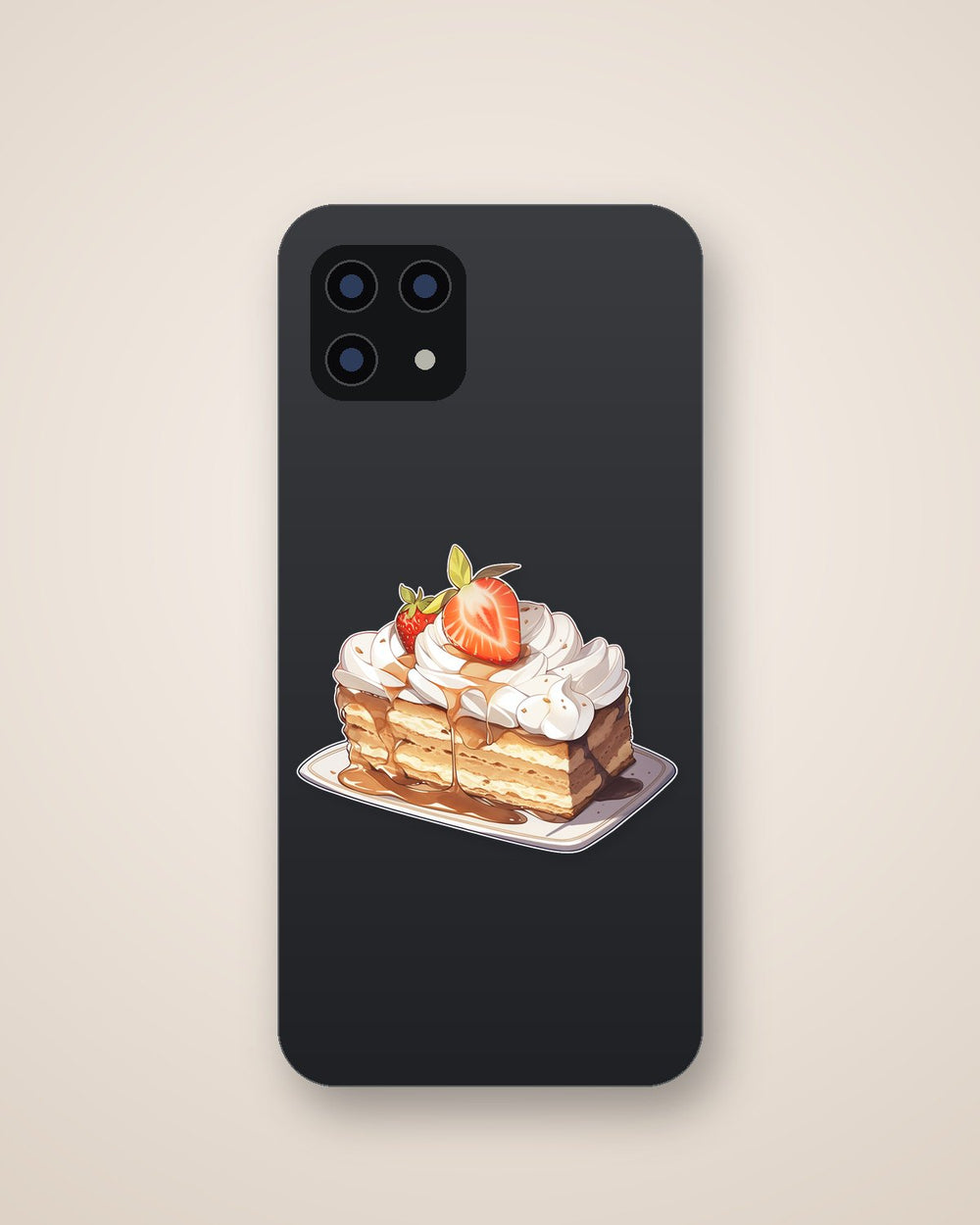 Tiramisu with Strawberry Sticker