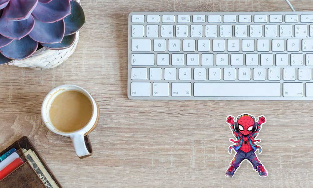 Chibi Spider-Man Dancing with Headphones Sticker